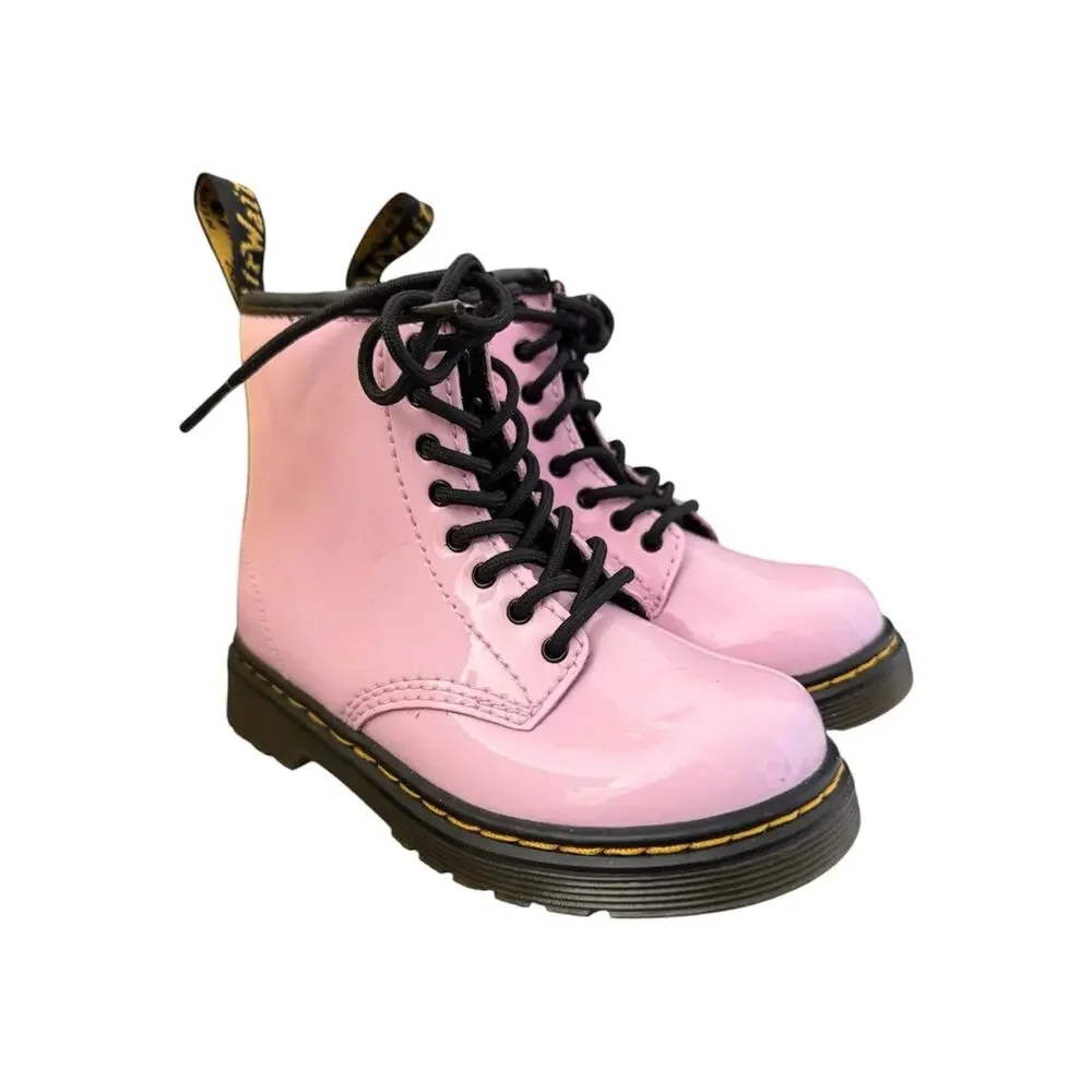 Dr. Martens 1460 T Little Girls Size 8 Toddler Pink Patent Leather Lace Up Boots